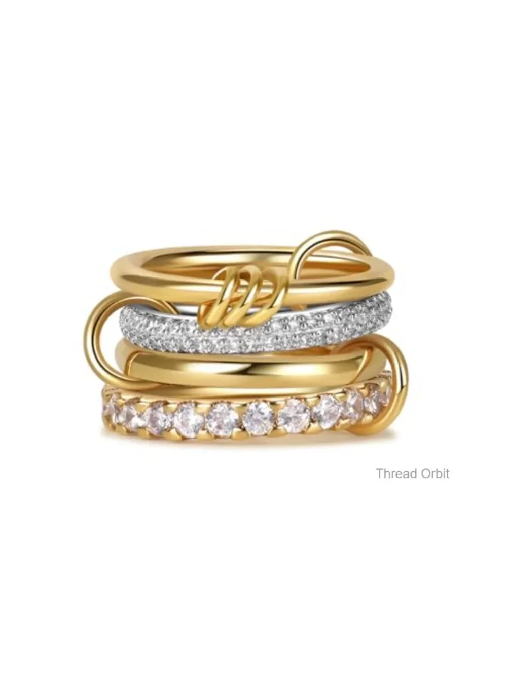18K Gold-Plated Interlocking Ring Set for Women Non Tarnish CZ Band